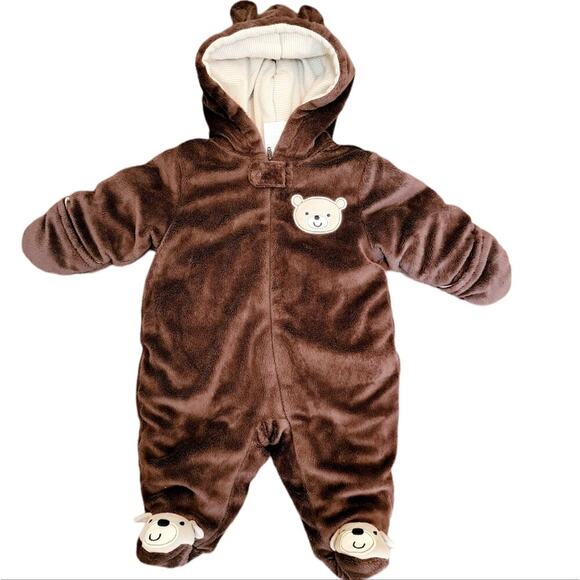 SMALL WONDERS FUZZY BEAR COLD WEATHER ZIP UP SIZE 0-3 - Picture 1 of 9